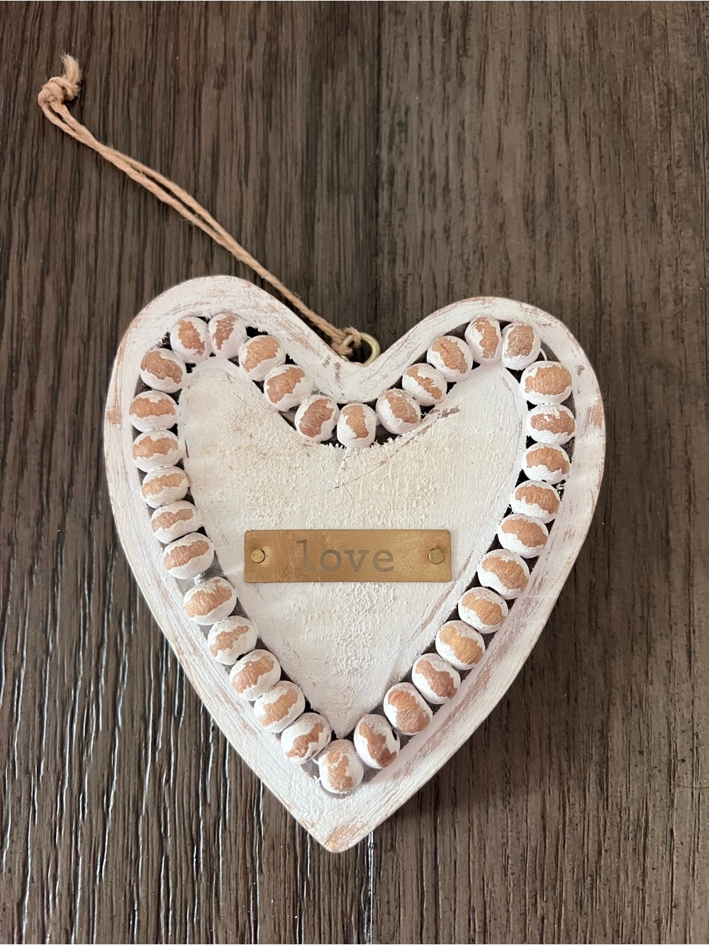 Rustic White Heart 'Love' Hanging Decor